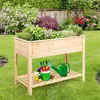 Image de potager carré sur pied giantex en bois avec etagère 92 x 41 x 81cm hauteur ergonomique charge 80kg pour plantes
