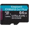 Image de Kingston Canvas Go! Plus microSD, sans adaptateur (64 Go, microSDXC, U3, UHS-I), Carte mémoire, Noir