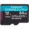 Image de Kingston Canvas Go! Plus (64 Go, microSDXC, U3, UHS-I), Carte mémoire, Bleu, Noir