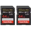 Image de Paquet De Deux Carte mémoire SDXC SanDisk Extreme PRO 64 Go jusqu'à 200 Mo/s, UHS-I, Classe 10, U3, V30 - 2PCS/PACK