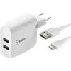Image de Belkin Boost Charge (24 W, 2 ports), Chargeur USB, Blanc