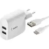 Image de Belkin Boost Charge (12 W, 2 ports), Chargeur USB, Blanc