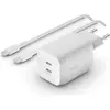Image de Belkin Dual USB-C GaN Ladegerät mit Power Deliver und PPS Technologie inkl. 2 Meter USB-C Kabel (65 W, 2 ports), Chargeur USB, Blanc