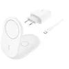 Image de Socle de recharge 2-en-1 aimanté et pliable Belkin BoostCharge 15 W Blanc + câble USB-C 1,5 m