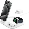Image de Belkin Station de charge BoostCharge 3-en-1 Qi2 (15 W), Chargeur sans fil, Blanc