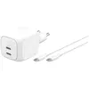 Image de Belkin Chargeur Mural Usb-c Dual Usb-c 50w Pd Pps + 1m Kabel Wch019kq1mwh-b6