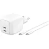 Image de Belkin BoostCharge 67 W Dual USB-C avec PD, câble USB-C inclus (67 W, 2 ports), Chargeur USB, Blanc