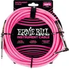Image de Ernie Ball Cables Instrument Gaine Tisse Jack/jack Coudé 3M Rose Fluo Câbles jack / instrument