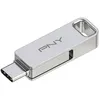 Image de Clé USB OTG 2 en 1 USB-A 3.2/USB-C Duo Link 64GB PNY Argent