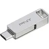 Image de PNY DUO LINK USB flash drive USB Type-A / USB Type-C 3.2 Gen 1 (3.1 Gen 1) Stainless steel (64 Go, USB-C), Clé USB, Argent, Gris