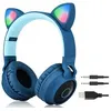 Image de Bluetooth casque chat oreille sans fil , lumineux oreille écouteurs casque audio enfant, bleu