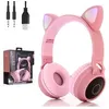 Image de Bluetooth casque chat oreille sans fil , lumineux oreille écouteurs casque audio enfant, rose