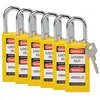 Image de Brady, Cadenas, Serrure de sécurité standard à arceau en acier, jaune, hauteur d'arceau de 38mm, corps long, arceau