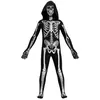 Image de Déguisement de Zombie Halloween Enfants FONGWAN Cosplay Costume Crâne Squelette pour Fête Carnaval, 130cm - Noir