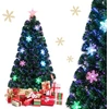 Image de CostwaySapin de Noël Artificiel 120 cm avec Lumières LED et Pied Arbre de Noël en PVC plastique métal avec flocon de neige, Vert
