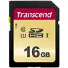 Image de Transcend SDHC 500S 16 Go Classe 10 UHS-I U1 V30 (16 Go, SDHC, U1, UHS-I), Carte mémoire, Noir