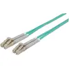 Image de Intellinet Câble de raccordement fibre optique LC/LC multimode OM3 aqua (1 m), Câble réseau