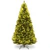 Image de CostwaySapin de Noël Artificiel 210cm Arbre de Noël Lumières LED Multicolore Pied en Métal 50cm en PVC Vert