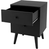 Image de CostwayTable de Chevet Table de Nuit à 2 Tiroirs en Bois d’Hévéa Massif de Style Moderne 45 x 40 x 62 CM Noir