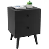 Image de Giantex Table de Chevet, Table de Nuit à 2 Tiroirs en Bois d’Hévéa Massif de Style Moderne 45 x 39,5 x 62 CM, Noir