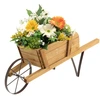 Image de CostwayBrouette à Fleurs en Bois Jardinière à Roues avec 9 Accessoires Magnétiques 2 Longues Poignées pour Intérieure/Extérieure Noyer