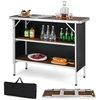 Image de CostwayTable de camping pliante 110 x 38 x 88 cm en Aluminium Tissu Oxford 3 Étagères-Sac de Transport pour Pique-Nique Jardin Café