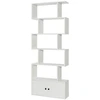 Image de CostwayBibliothèque Étagère Échelle en Bois à 6 niveaux avec 2 Portes 70 x 23 x 183 cm Style Moderne Forme en S Blanc