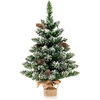 Image de CostwayMini Sapin de Noël 64 cm 50 Lumières LED 75 Pointes de Branches 8 Pommes de Pin 8 Modes d'Éclairage Neige Réaliste
