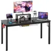 Image de Giantex Bureau Gaming, Gamer Table avec Etagère pour Ecran, Crochet Casque, Porte Gobelet, 140 x 60 x 74 cm, Montage Facile