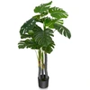 Image de CostwayArbre Artificiel 120cm avec Pot et 20 Feuilles Plante Faux Monstera Deliciosa pour Décoration Intérieur Exterieur Vert