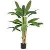 Image de CostwayPlante Artificielle en Pot de 150cm en Plastique Pot en Ciment 2 Mousse avec 18 Grandes Feuilles pour Bureau Maison
