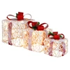Image de CostwayLot de 3 Boîtes à Cadeaux Lumineuses de Noël avec 60 LED de Noël Fonction minuterie 6 heures Pommes de Pin et Feuilles