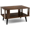 Image de CostwayTable Basse Rectangulaire à 2 Niveaux 70 x 50 x 41 CM Table d'Appoint avec Patins Antidérapants Style Industriel Marron