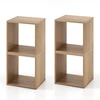 Image de CostwayLot de 2 Organiseurs de Rangement Cubiques Armoire à Treillis Combinée Bibliothèque Ouverte Empilable Porte-disque Vinyle Au Sol Naturel