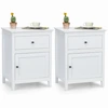 Image de CostwayLot de 2 Tables de Chevet avec Tiroir et Grand Placard 48 x 38 x 63,5 CM (L×l×H) 2 Tables de Nuit avec Pieds en Bois Massif Blanc