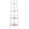 Image de CostwayEtagère d'angle Meuble d'angle à 4 niveaux Bibliothèque Support de plantes en MDF, 32x32x138cm, Blanc-naturel