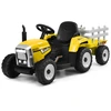 Image de CostwayTracteur Electrique avec Remorque pour Enfants 3 Vitesses Lumières LED Fonctions Audio USB et Bluetooth Jaune