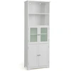 Image de CostwayMeuble de Salle de Bain à 4 Portes 2 Compartiments Ouverts Colonne Salle de Bain Armoire Haute avec Étagères Réglables 60x30x163cm Blanc