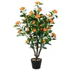 Image de Giantex Plante Artificielle en Pot 100CM, Fausse Camélia 37 Têtes avec Galets de Fleurs de Pluie, Résistantes aux UV, Décoration Réaliste et Moderne