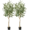 Image de Costway2 Plantes Artificielles Fausse Olivier en Pot H-182 cm Feuilles en Soie Décoration pour Intérieur/Extérieur