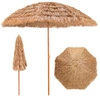 Image de CostwayParasol de Plage en Chaume PP 7 Couches 243CM de Style Hawaïen Parasol Tropical Portable 8 Baleines en Métal Bouton-Pression Imperméable pour Cour Bord de Piscine