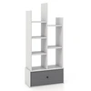 Image de CostwayBibliothèque Industrielle à 7 Niveaux avec Tiroir en Tissu Étagère de Rangement avec Dispositif Anti-basculement Blanc