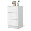 Image de CostwayTable de Cheve de Chevet Meuble de Rangement avec 3 Tiroirs Caisson de Bureau Blanc