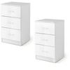 Image de CostwayLot de 2 Tables de Chevet Meuble de Rangement avec 3 Tiroirs Caisson de Bureau Blanc