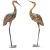 Image de CostwayStatue de Grue Debout Lot de 2 pour Jardin Cadre en M ©tal Imperm ©able Plumes de Couleur D ©grad ©e Animaux Realiste