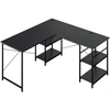 Image de CostwayBureau d'Angle 151 x 151 x 75 CM Ajustable à Bureau Droit 4 Etagère de Rangement Grand Table pour 2 Personnes Noir