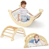 Image de CostwayArche d'Escalade Montessori 3 en 1   Bascule Coussin Moelleux pour Grimper ou Se Reposer Utilisable Int ©rieur/Ext ©rieur Naturel