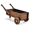 Image de CostwayBrouette en Bois Décorative avec 2 Roues Poignées Trou de Drainage Support de Pot de Fleurs Style Rustique Jardin Balcon