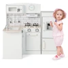 Image de CostwayCuisine pour Enfants d' Angle Réfrigérateur Cuisinière de Jeu en Bois avec Distributeur d'eau Evier Hotte Ustensiles