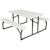 Image de CostwayTable de Jardin avec 2 Bancs Pliable Table de Pique-Nique Camping pour 4 à 6 Personnes Blanc